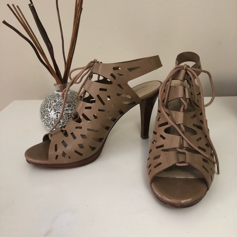 Lazer-cut Laceup heels